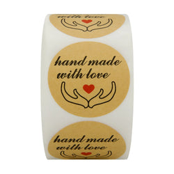 100-500pcs Handmade With Love Sticker Round Kraft Paper Adhesive Labels Baking Wedding Decoration Party Decoration Stickers (ONLINE ORDER ONLY)