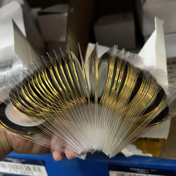 10pcs Nail Striping Tape Metallic Yarn Line Gold/Silver Striping Sticker Holographic 3D Strips Liner Tape Adhesive Manicure Foil (Online Order Only)