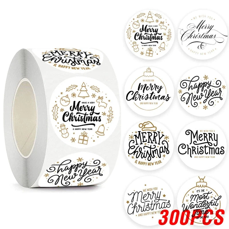 100-500pcs Merry Christmas Stickers 1Inch Santa Merry Tree Festival Sticker For Gift Package Seal Labels Wedding Decoration (ONLINE ORDER ONLY)