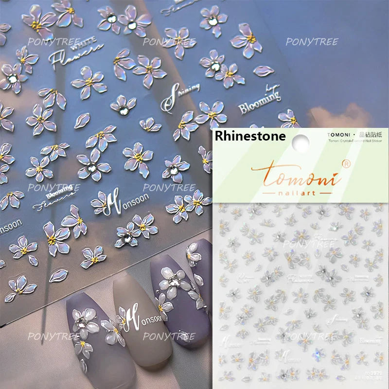 Lovely Colored Flower Fried Egg Petal Love Heart Cartoon Pink Yellow Purple Blue Delicate Charm Nail Art Stickers Manicure Decal (ONLINE ORDER ONLY)