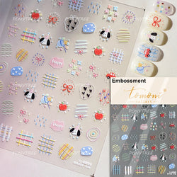 Cat Kitten Rabbit Flower Bouquet Bowknot Vase Bunny Grid Star Blocks Round Warm Sun Decoration Nail Art Stickers Manicure Decals (ONLINE ORDER ONLY)