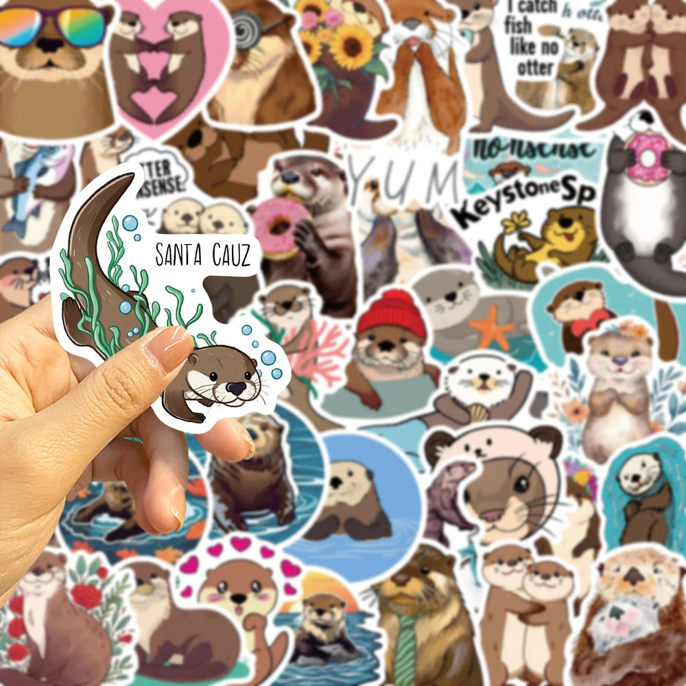 50PCS Cute Otter Animal Cartoon Sticker Decals DIY Phone Laptop Stationery Waterproof Kawaii Kids Decoration Sticker Toys (ONLINE ORDER ONLY)