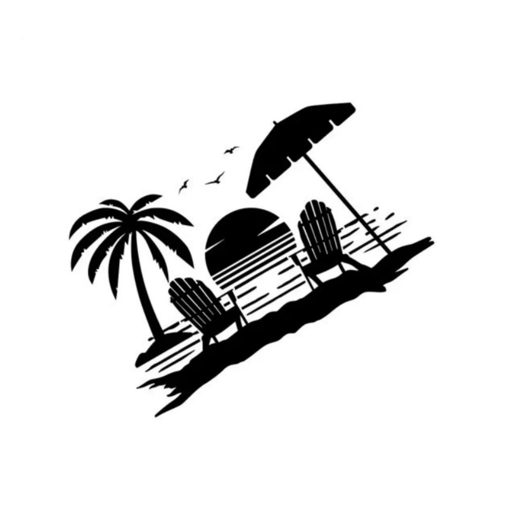 Palm Tree And Beach Camping Wall Sticker For Camper Van SUV Motorhome Decoration Caravan RV Decor Decal Accessories Car Sticker (ONLINE ORDER ONLY)