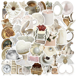 50Pcs White Gentle Ins Style Sticker Modern Wall Art Home Decorations DIY Gift Toy For DIY Wall Luggage Computer Phone Stickers (ONLINE ORDER ONLY)