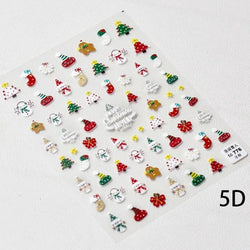 Snowman Apple Stars Gift Bell Snowflake Christmas Tree 3D Jelly Self Adhesive Nail Art Stickers Santa Claus Xmas Manicure Decals (ONLINE ORDER ONLY)