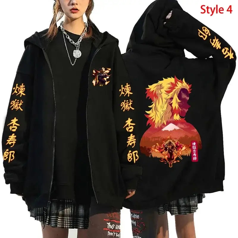 Rengoku Zipper Hoodie: Flame Hashira Anime Jacket (ONLINE ORDER ONLY)