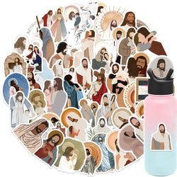 52Pcs Jesus Christian Religion Stickers For Phone Laptop Car Case Freezer Luggage Wall Waterpoof DIY Graffiti Belief Sticker (Online Order Only)
