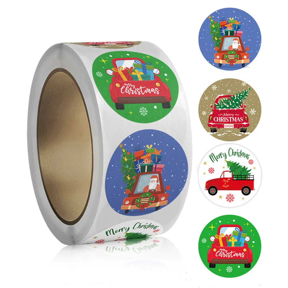 100-500pcs Christmas Stickers Retro Santa Stickers for Scrapbooking Christmas Decorations Envelopes Gifts (ONLINE ORDER ONLY)