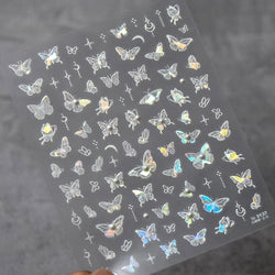 Charming Blue Sparrow Feather Rhinestone Wings Peacock Sparrow Dreamy Jelly Stars Self Adhesive Nail Art Stickers Manicure Decal (ONLINE ORDER ONLY)