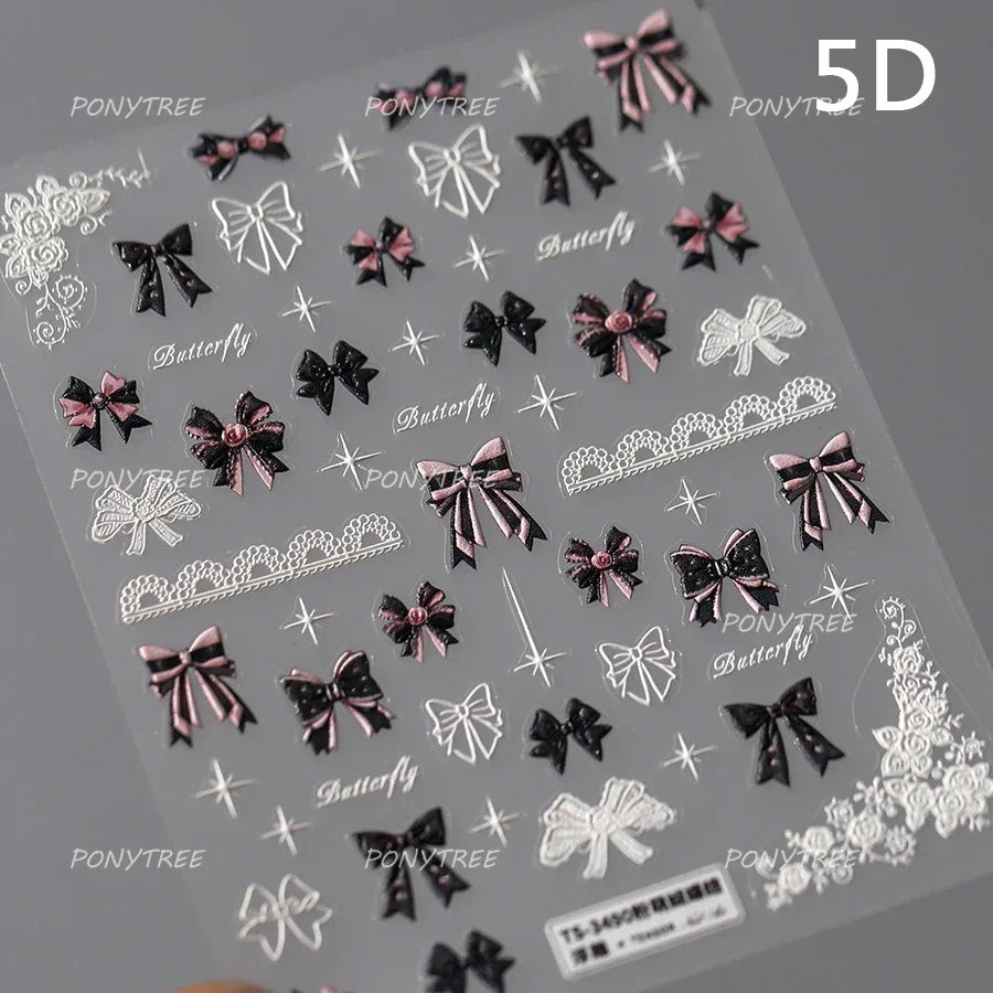 Retro Lace Corset Laced Bodice Wrap Top British Classical Dress Bowknot Rose Star Key Adhesive Nail Art Sticker Manicure Decals (ONLINE ORDER ONLY)