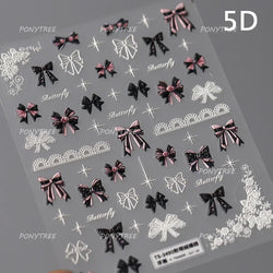 Retro Lace Corset Laced Bodice Wrap Top British Classical Dress Bowknot Rose Star Key Adhesive Nail Art Sticker Manicure Decals (ONLINE ORDER ONLY)