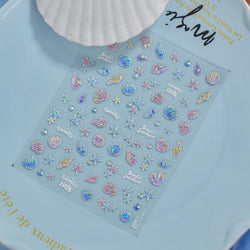 Beach Colourful Conch Dolphin Shell Starfish Jellyfish Star Summer Sea Wave Vacation Mode Water Bubble Nail Art Stickers Decals (Online Order Only)
