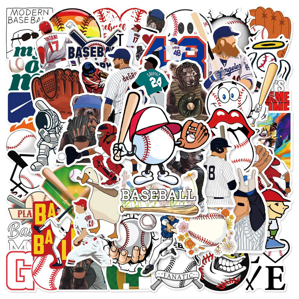 Baseball Graffiti Stickers 10/25/50pcs for DIY Suitcase, Water Bottle, Phone, Laptop, Guitar, Car, Motorcycle, Skateboard (Online Order Only)
