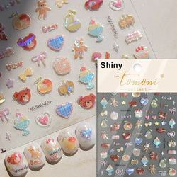 Bowknot Bear Cake Chocolates Food Star Cherry Apple Cook Love Heart Adhesive Nail Art Sticker Rhinestone Reliefs Manicure Decal (ONLINE ORDER ONLY)