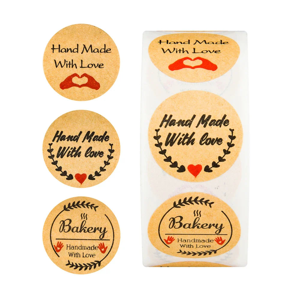 500pcs/roll Handmade with Love Letter Stickers Thank You Stickers Labels Wedding Box Gift Packing Decoration Stationery Stickers (ONLINE ORDER ONLY)
