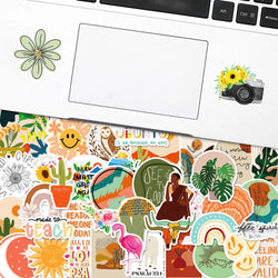 50pcs Funny Cartoon Cute Bohemia Graffiti Stickers Aesthetic Boho Style Phone Laptop Bike Notebook Phone Laptop Sticker (Online Order Only)