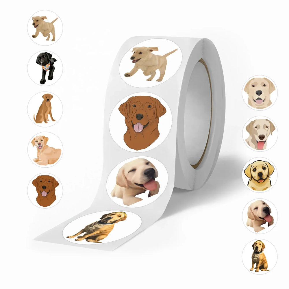 100-500pcs 1inch Animal Dog Stickers Roll for Envelope Praise Reward Student Label Stationery Seal Lable Child Toy Gift (ONLINE ORDER ONLY)
