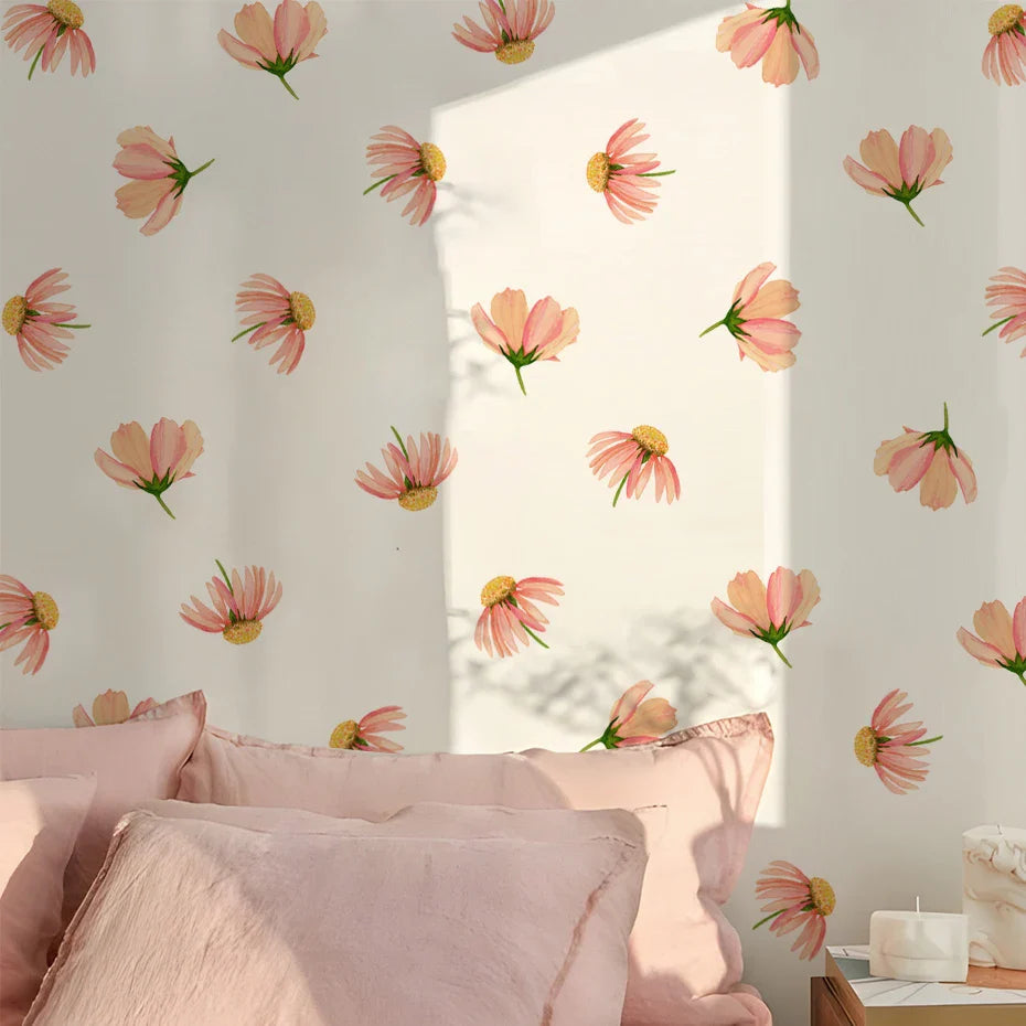 Boho Pink Flower Wall Stickers Removable Nursery Decals Kids Room Decor (Online Order Only)