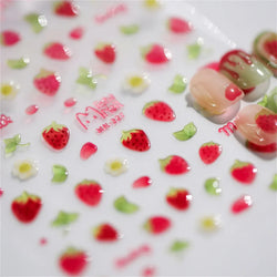 1pcs 5D Kawaii Jelly Strawberry Nail Art Stickers Fashion Cartoon Fruit Nail Transfer Slider Decals DIY Decorations Accessories (ONLINE ORDER ONLY)