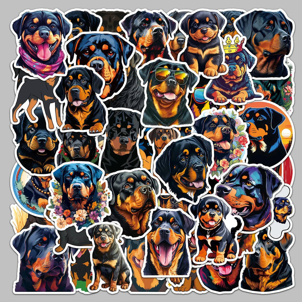 50pcs Cute Rottweiler Cartoon Stickers for Helmet, Wall, DIY Decoration (Online Order Only)