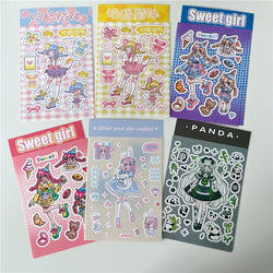 Cute Rabbit Panda Girl Stickers Diary Scrapbooking DIY Album Decoration Sticker Aesthetic Personalized Kawaii Korean Stationery (ONLINE ORDER ONLY)