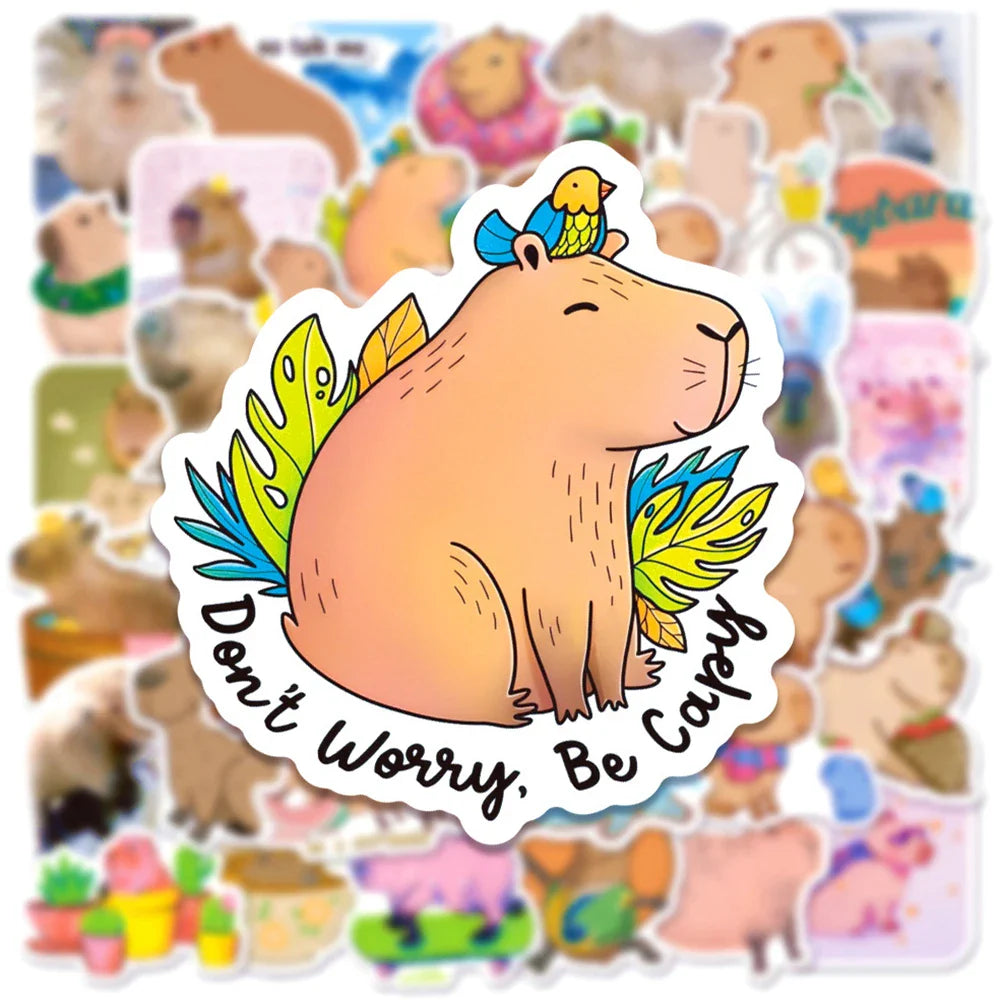 10/30/50PCS Funny Capybara Sticker Cute Cartoon Decals Toys For Kids DIY Stationery Laptop Phone Scrapbook Guitar Bike Sticker (Online Order Only)