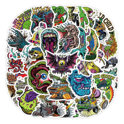 10/50PCS Funny Horror Liquid Monster Stickers Cool Graffiti Decoration DIY Skateboard Scrapbook Phone Laptop Car Decals Toys (Online Order Only)
