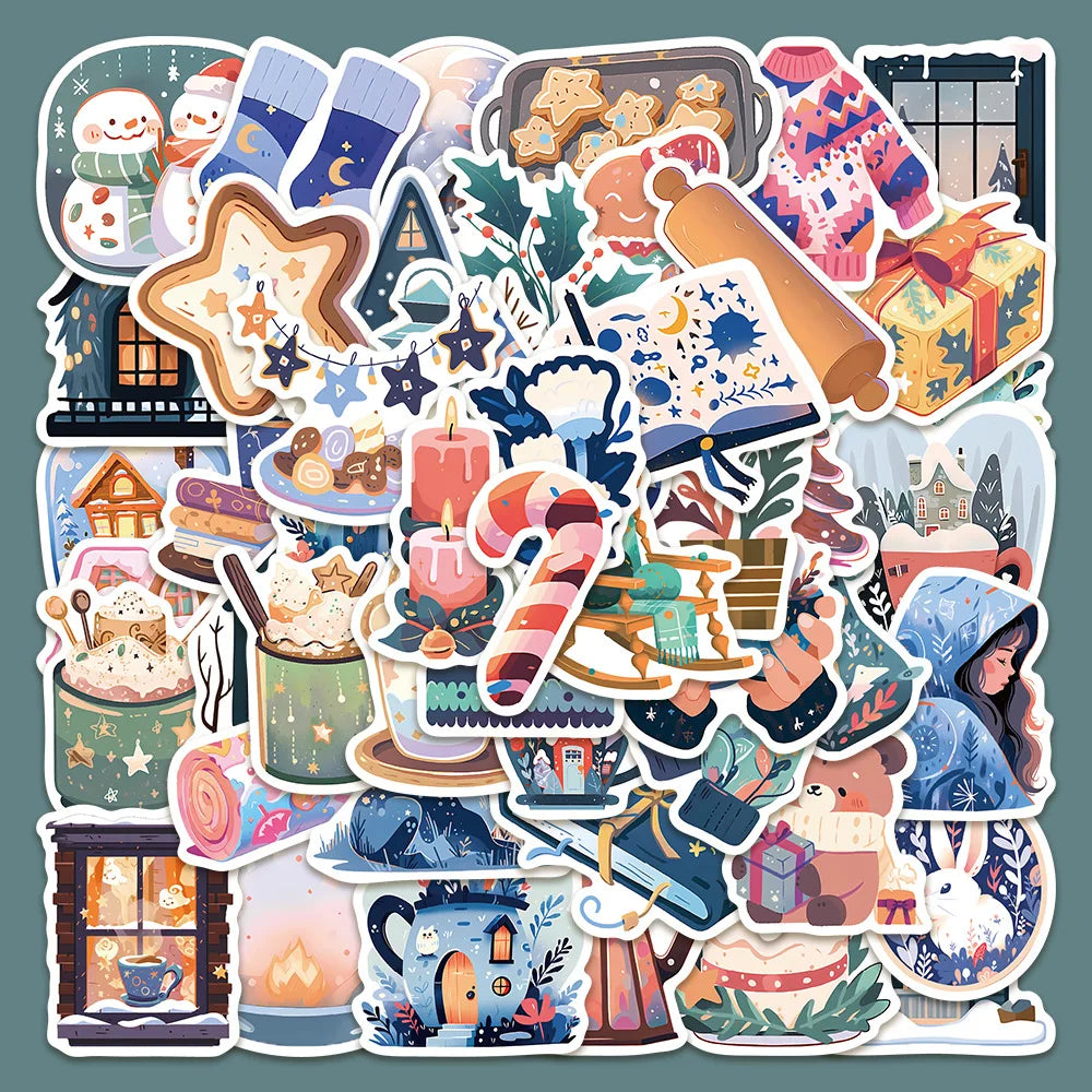 50pcs Winter Graffiti Stickers for Helmet, Wall, Desktop Decoration (Online Order Only)