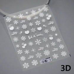 Winter Christmas Crystal Delicate Hexagon Romantic Laser Silver Chic Snowflakes Self Adhesive Nail Art Sticker 5D Manicure Decal (ONLINE ORDER ONLY)