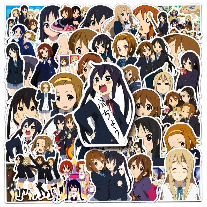 50pcs K-ON! Cartoon Stickers for Laptop, Phone, Car, Scooter, Suitcase, Water Bottle, Refrigerator (ONLINE ORDER ONLY)
