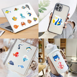 10/50Pcs Cartoon Marine Life Fish And Shrimp Sticker For Kids Toys Luggage Laptop Ipad Skateboard Stickers Wholesale (ONLINE ORDER ONLY)