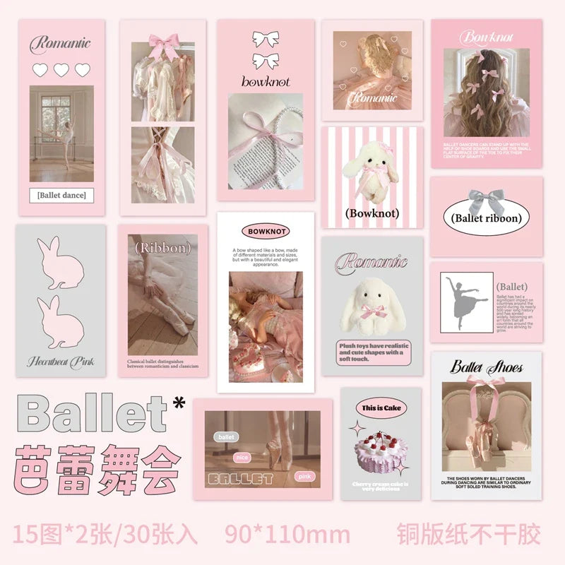 30Pcs Korean Ins Cute Girl Heart Scrapbooking Stickers Hand Account Idol Card Album DIY Phone Deco Material Stationery Sticker (ONLINE ORDER ONLY)