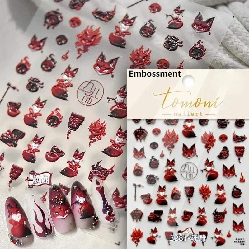 Cat Eye Shiny Blue Purple Spider Cross Love Heart Star Snake Web Jelly Thrilling Nail Art Stickers Manicure Decals Halloween (ONLINE ORDER ONLY)