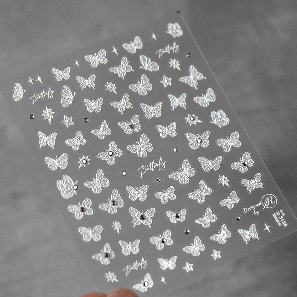 Charming Blue Sparrow Feather Rhinestone Wings Peacock Sparrow Dreamy Jelly Stars Self Adhesive Nail Art Stickers Manicure Decal (ONLINE ORDER ONLY)