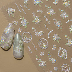 Antique Pear Blossom Peach Blossom Flower Swallow Pattern Adhesive Nail Art Stickers Spring Vibrant and Lively Manicure Decals (ONLINE ORDER ONLY)