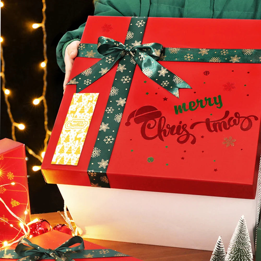 120PCS Merry Christmas Stickers Rectangle Holiday Decorative Presents Labels Decals Christmas For Business Package Gift Wrapping (Online Order Only)