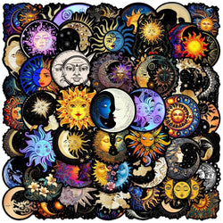 10/50Pcs Cool Gothic Dark Sun Moon Art Stickers Aesthetic Graffiti Decals Luggage Laptop Guitar Phone Waterproof Vinyl Sticker (Online Order Only)