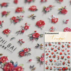 Wild Flower Oil Painting Small Variegated Daisy Peach Blossom Lavender Spring Petal Adhesive Nail Art Stickers Manicure Decals (Online Order Only)