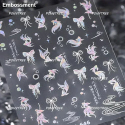 Hot Stamping Laser Shell Conch Starfish Pearl Whale Coral Dolphin Summer Beach Sea Wave Jellyfish Bubble Nail Art Stickers Decal (ONLINE ORDER ONLY)