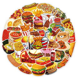 Graffiti Bread Food Stickers Decals for Scrapbooking, Suitcase, Notebook, Guitar, Laptop, Phone, Stationery, Helmet - 10/25/50pcs (Online Order Only)