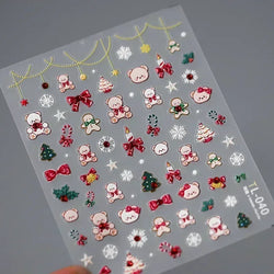 Snowman Apple Stars Gift Bell Snowflake Christmas Tree 3D Jelly Self Adhesive Nail Art Stickers Santa Claus Xmas Manicure Decals (ONLINE ORDER ONLY)