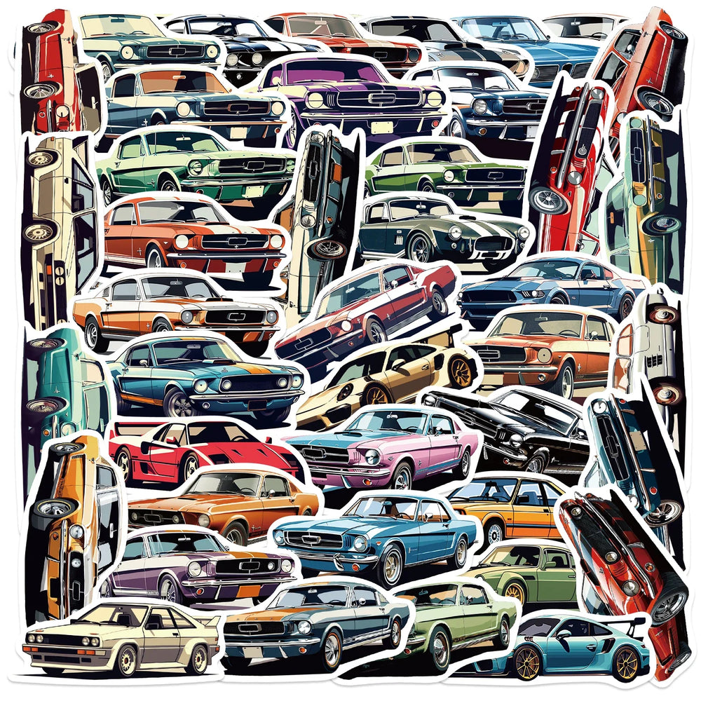 50pcs Car Cartoon Stickers Vehicle Diverse Designs Waterproof PVC Sticker Decals for Luggage Journals Computer Decals (ONLINE ORDER ONLY)