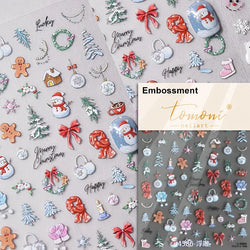 Snowman Apple Stars Gift Bell Snowflake Christmas Tree 3D Jelly Self Adhesive Nail Art Stickers Santa Claus Xmas Manicure Decals (ONLINE ORDER ONLY)