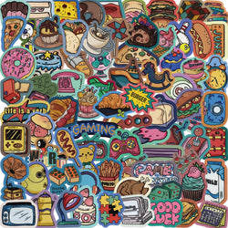 Retro Cartoon Food Stickers - 10/40/80PCS DIY Decoration for Kids, Notebook, Phone, Skateboard, Laptop, Wall Decals (Online Order Only)