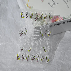 Painting Purple Flower Nail Sticker Daisy Wildflowers Butterfly Gradient Design Decal Geometry Line Charm Foils Manicure Sliders (ONLINE ORDER ONLY)