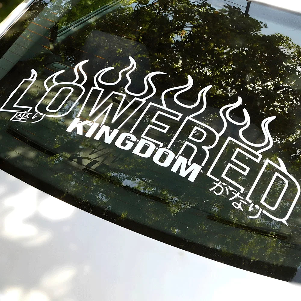 Lowered Kingdom Flame for Car Sticker Windshield Rear Window Banner JDM Graphics Stance External Accessories Vinyl Decals (ONLINE ORDER ONLY)
