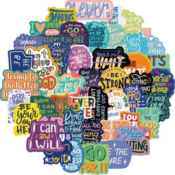 50PCS Inspirational Quotes Scrapbook Stickers DIY Diary Laptop Luggage Skateboard Graffiti Decal Fun Stylish Classic Toys (Online Order Only)