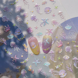 Star Drift Bottle Current Bottle Jellyfish Marine Meteor Water Bubble Love Heart Self Adhesive Nail Art Stickers Manicure Decals (ONLINE ORDER ONLY)