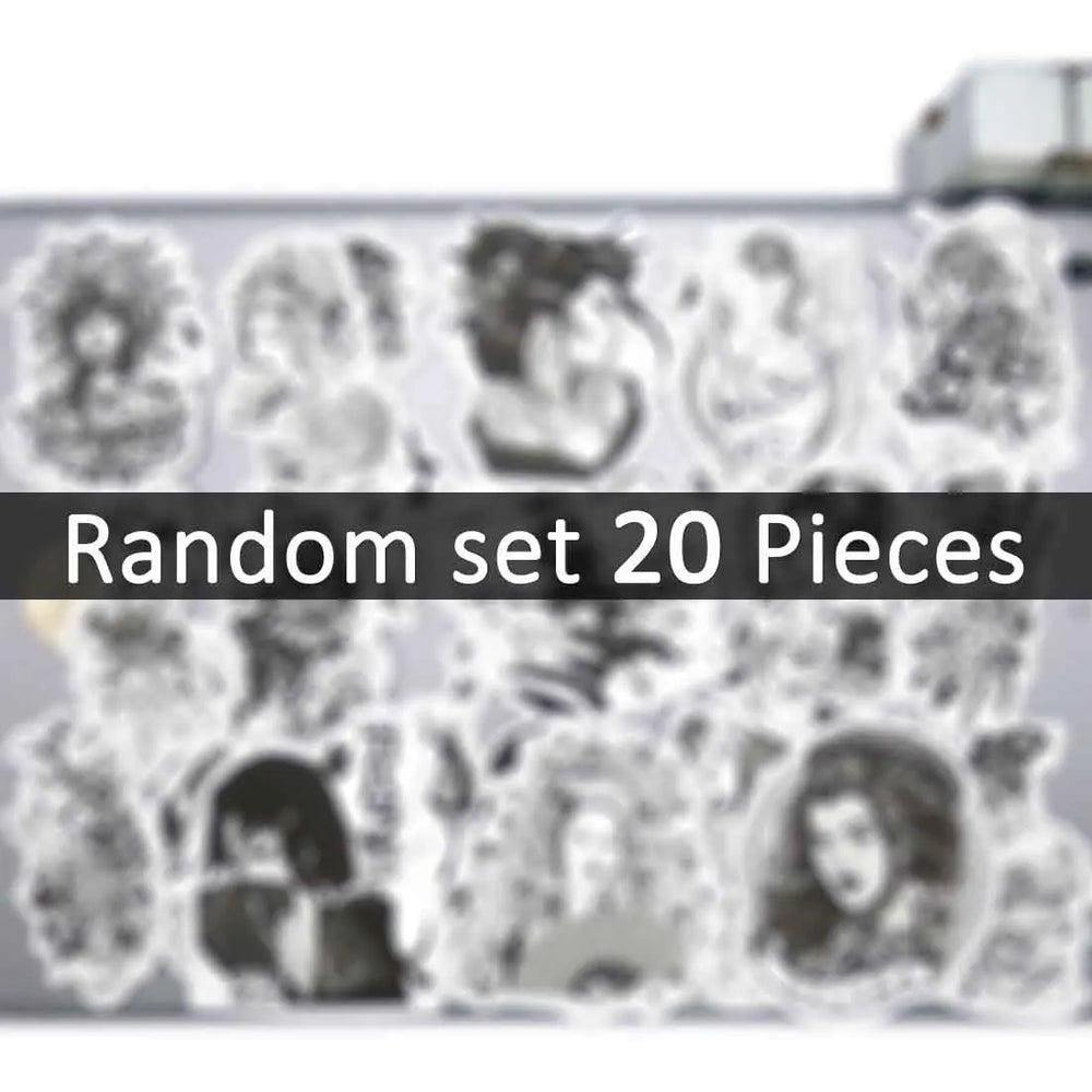 20/30/50Pieces Black White Style Ukiyo-e Geisha Tattoo Girls Stickers for Motorcycle Car Bike Luggage Phone Laptop Sticker Toys (Online Order Only)
