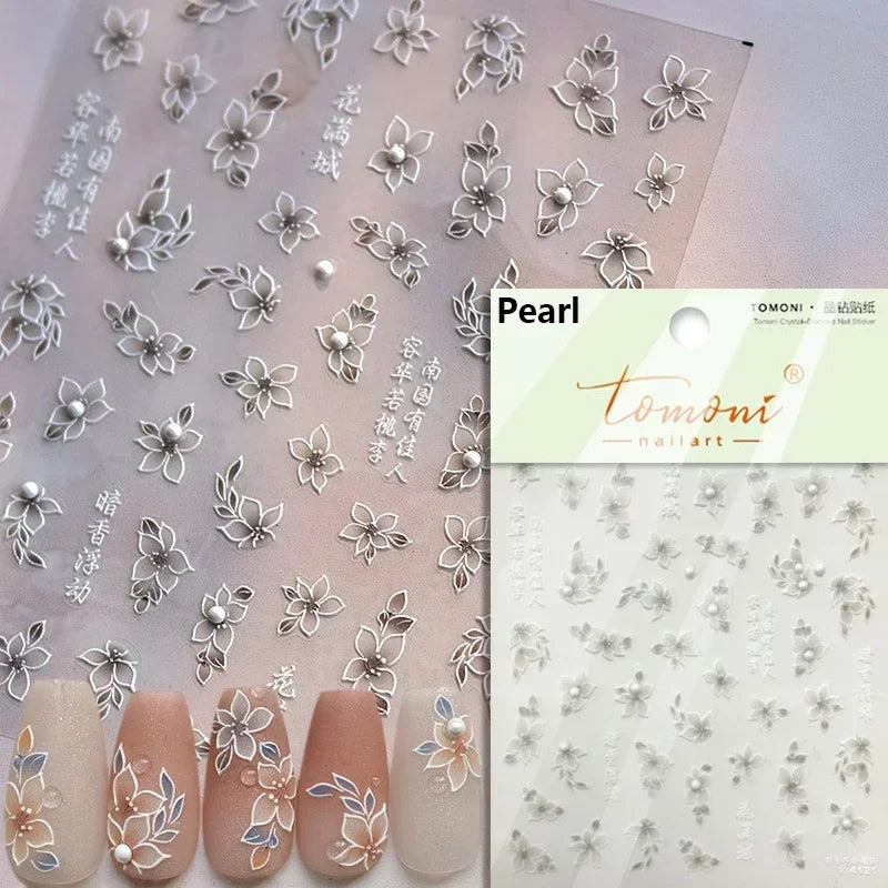 Red Azalea Rose Peony Crane Warbler Bird Fish Lily Chicken Rabbit Lobster Flower Retro Chinese Nail Art Sticker Decoration Decal (Online Order Only)